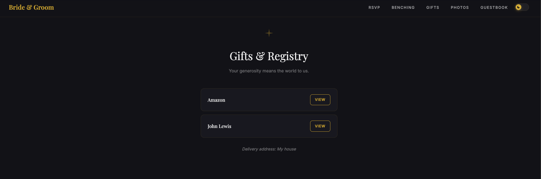 Gift list feature